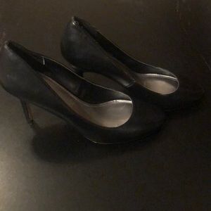 BCBG black leather heels